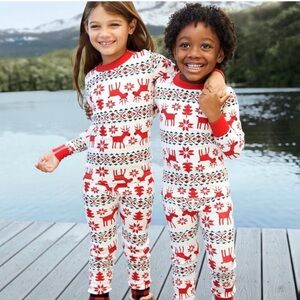 Hanna Andersson Red and White Kids Holiday Pajamas, 120cm, US 6-7